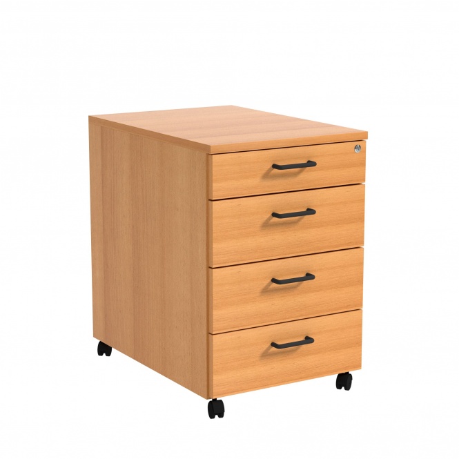 Rollcontainer, Höhe 62 cm, 43x62 cm (B/T), 4 Schubladen, abschließbar, 
